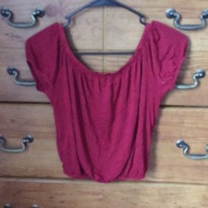 Red off the shoulder shirt!
